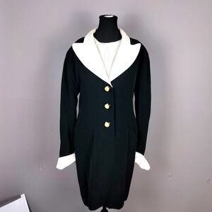 Lida Baday Statement Dress Tailored Longline Blazer Women 12 Black White Pearl